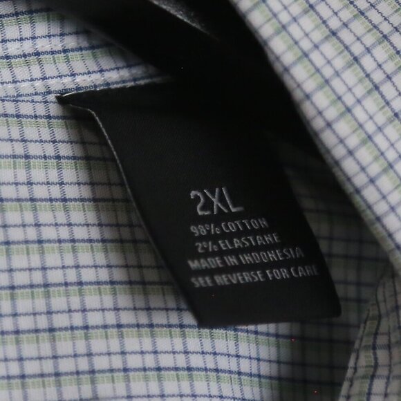 The Men's Bloomingdale's Green Multi Plaid Button Down Stretch Fabric Size 2XL - Picture 4 of 6